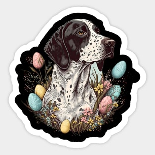 Pointer Dog happy easter day Sticker